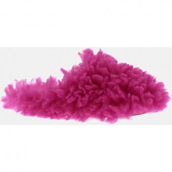 Zapatillas de casa abiertas de mujer en textil con pelo largo