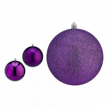 Set de Bolas de Navidad Morado PVC Ø 12 cm (6 Unidades)