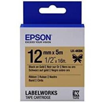 Epson Cartucho de etiquetas de cinta satinada LK-4KBK negro/oro de 12 mm