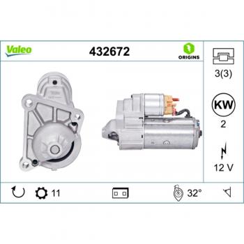 Motor de Arranque Valeo 432672 - Motor de arranque, marca Valeo, modelo 432672, compatible con diversos vehículos, diseñado para un arranque eficiente y confiable del motor