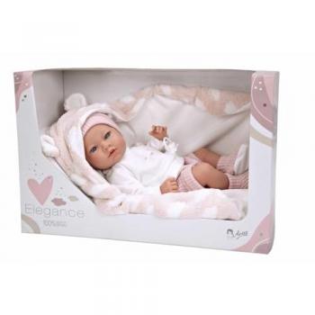 Muñeca Elegance 38 cm Aria Rosa con Manta - Muñeco de Peso Corporal de Vinilo para Niña