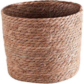 Capazo de Mimbre Natural Infantil con Asas de Cuero y Diámetro de 26cm