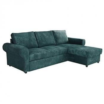 Sofá rinconero Columbus 131 con función de descanso y caja de ropa de cama, dimensiones 246x155x90cm