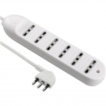 Multipresa Bivalente Compacta de 6 Tomas 10/16A con Cable de 1,5 m Blanco