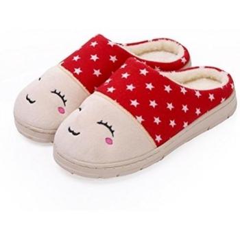 Warm Slippers, Slippers, Plush Slippers, Cute Cartoon Cat Slippers / Slippers, Winter Heat Plush Slippers, Slippers Indoor floor Anti-slip slippers - red
