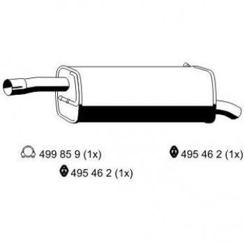 Silenciador trasero ERNST 313193, original de 850mm para FORD FIESTA 5
