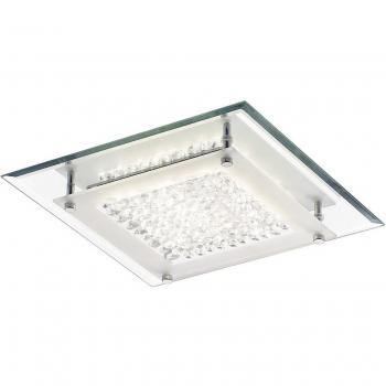 Plafón Gina Cromo Pulido 1 bombilla 7,1cm, Luz de techo led empotrada cuadrado de 280 mm, cromo pulido de 12 w, 960 lm, 4000 k,