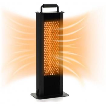 Calentador eléctrico infrarrojo portátil 1200W con radiador impermeable de doble cara y protección de aluminio para jardín y balcón negro