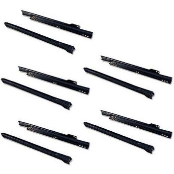 EMUCA - Guías correderas para cajones 300mm con extracción Parcial Color Negro, Lote de 5 guías para cajones