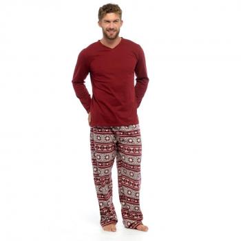 Pijama para hombre, forro abrigado rojo Burgundy Multi Fairisle