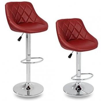 Set de 2 Taburetes de Bar Giratorios y Regulables en Altura, Tapizado Confortable, Acabado Cromado, Disponibles en 11 Colores