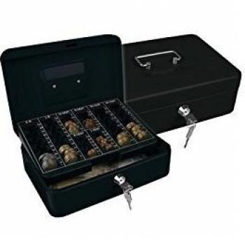 Q-Connect Caja Caudales 10 250x180x90 Mm Negra Con Portamonedas