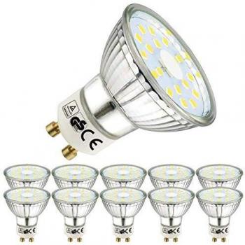 Eacll bombillas led gu10 6000k blanco frio 5w 450 lumenes equivalente 50w halogena lampara 120 luz diurna blanca fria spotlight 10 pack