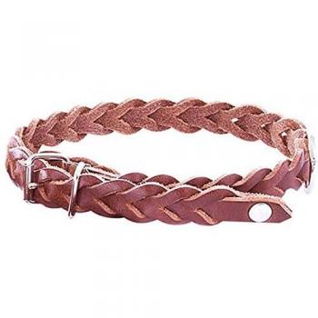 Collar de perro trenzado de cuero completo Martin Sellier con correa incluida