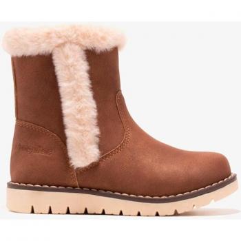 Botas de niña Conguitos de napa con cinturón de pelo, color marrón, con cierre de cremallera y detalle de pelo en la parte superior y lateral
