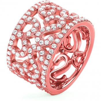 Anillo Folli Follie Mujer 3R17S002RC, Tamaño 52, Diseño elegante y moderno, Fabricado en acero inoxidable con recubrimiento de rosado, Adornado con cristales brillantes