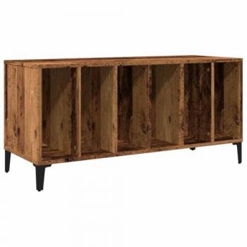 Mueble para discos de madera de ingeniería envejecida 100x38x48 cm con soporte para tocadiscos y patas de metal