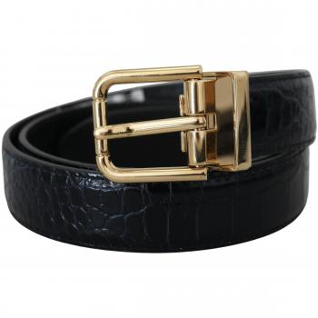 Dolce & Gabbana Black Exotic Leather Gold Metal Buckle Belt - 75 cm / 30 Inches