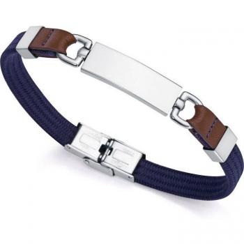 Pulsera Viceroy Magnum 14011P01013 de Nylon Azul y Cuero Marrón con Detalle en Acero