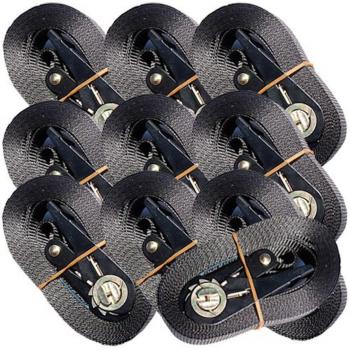 Correas de amarre con trinquete, capacidad de 800 kg, 4 m, 10 unidades, color negro, cumplen con normativa EN12195-2