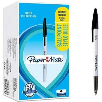 Paper Mate 045 bolígrafos Punta fina 07 mm Tinta negra 50 unidades