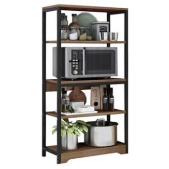 Estantería de Cocina Industrial Meyvaser con Marco de Metal Negro y Estantes para Microondas 60x30x126 cm