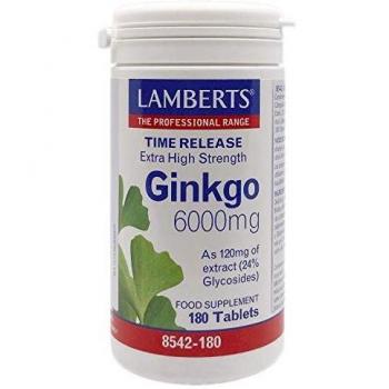 Ginkgo Biloba 6000 Alta Potencia 180 comprimidos 120 mg de Lamberts