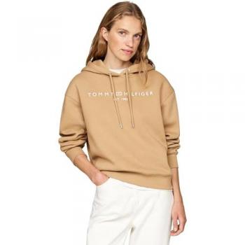 Sudadera con Capucha Tommy Hilfiger para Mujer, Modern Regular Fit, Logo Bordado, Color Beige, Talla M