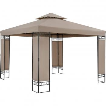 Gazebo de metal Lorca Taupe 3x3m con protección UV 50+, repelente al agua, doble techo y sistema de flujo de aire