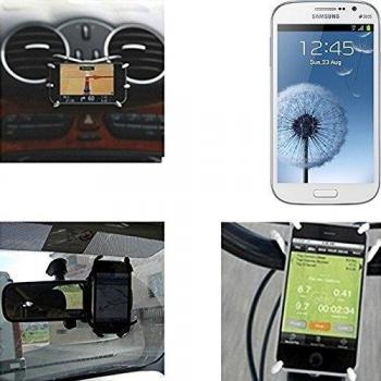 soporte para coche y para mesa etc. para Samsung Galaxy Grand Duos, negro araña. montaje de la salida aire, espejo retrovisor, bicicletas, etc. Trípode - K-S-Trade