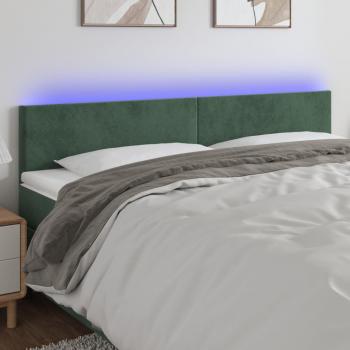 Cabecero LED de Terciopelo Verde Oscuro 200x5x78/88 cm