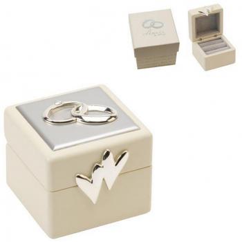 FUNICE - Caja para anillos de boda con elementos chapados en plata