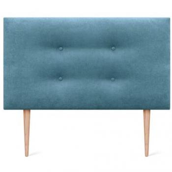 Cabecero Tapizado Aqualine de Polipiel o Tela Turquesa con 2 Hileras de Botones y Patas (105x105cm)