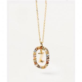 Collar Z de PDPAOLA en Plata de Ley 925 chapado en oro de 18k con piedras para mujer