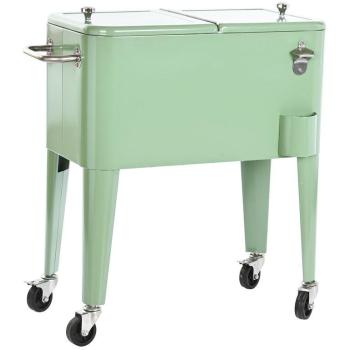 Nevera de Jardín Portátil con Ruedas de Acero Verde Menta 56L MB-218236
