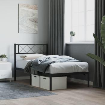 Cama Metal Negra con Cabecero 100x200 cm