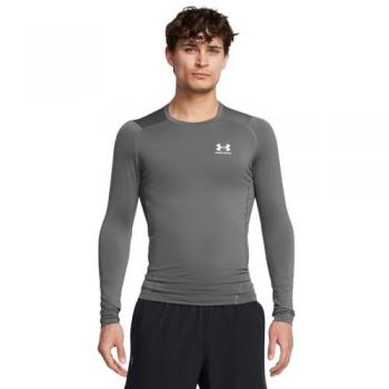 Under Armour HeatGear Compression Long Sleeve T-Shirt - Castlerock/White - Men's Size S