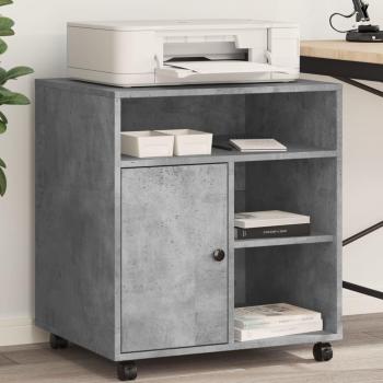 vidaXL Printer Stand with Wheels Concrete Grey 60x50x67 cm