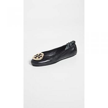 Tory Burch Minnie Travel Ballet Flats with Metal Logo - Women's Black Ballerinas, Size 6 US (36.5 EU)