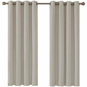Deconovo Cortinas Opacas para Habitación con Aislamiento Térmico de Poliéster 2 Piezas 140 x 260 cm Beige Claro