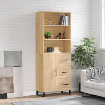 Aparador alto de madera contrachapada color roble 69,5x34x180 cm