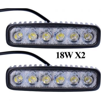 Leetop 2X 18W 6-LEDs Inundación Haz Foco Luz de Trabajo Offroad Coche Camión Tractor Barco ATV SUV 4WD 12V 24V