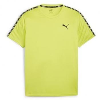 PUMA CAMISETA MANGA CORTA AJUSTADA PARA HOMBRE CON CINTA, COLOR LIME POW, TAMAÑO L