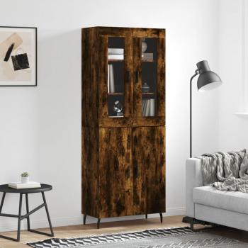 Aparador alto de madera contrachapada en roble ahumado, dimensiones 69,5x34x180 cm