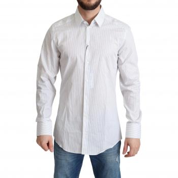 Dolce & Gabbana White Stripes Cotton Formal Dress Shirt - IT39 | S, Size: M Elegant White Cotton Stretch Dress Shirt