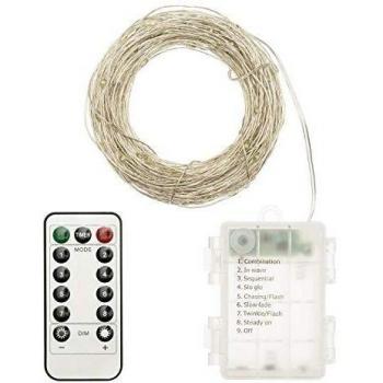 Cadena de luces microled 20m blanca con control remoto y bioclimática