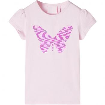 Camiseta infantil de manga casquillo rosa suave 116