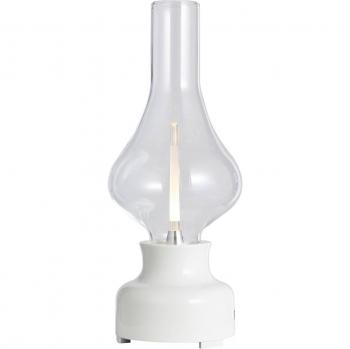 Lámpara de mesa LED recargable Maxentius, crema, vidrio, regulable táctil