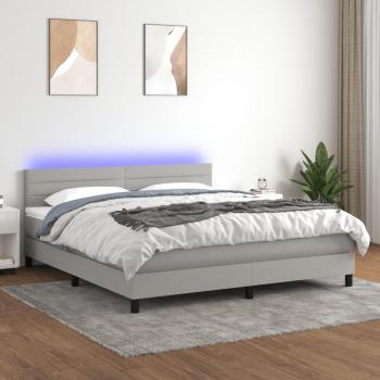 Colchón box spring de muelles con tela LED gris claro 180x200 cm