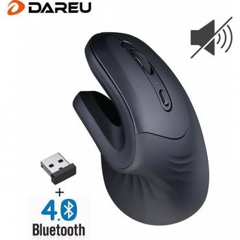 Ratón Inalámbrico Vertical Ergonomico DAREU LM109 Magic Hand Bluetooth + 2.4G (Negro) Silencioso para Juegos
